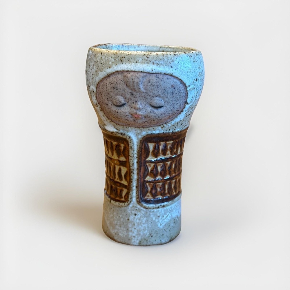 Vintage UCTCI Baby Face Head Art Pottery Stoneware Cup Vase Japan MCM